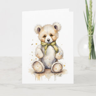Knuffelbeer Lichtgroene Lint Lime Wit Blanco Kaart