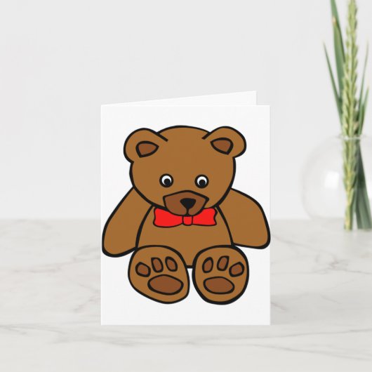Knuffelbeer Met Een Rode Strik Briefkaarten (Voorkant)