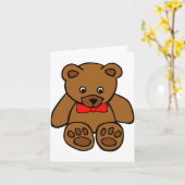 Knuffelbeer Met Een Rode Strik Briefkaarten (Gele Bloem)