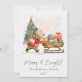 Knuffelbeer met Geschenken Vrolijk & Stralend Fami Feestdagenkaart (Voorkant)