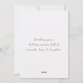 Knuffelbeer met Geschenken Vrolijk & Stralend Fami Feestdagenkaart (Achterkant)