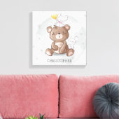 Knuffelbeer met muizen jongens nursery canvas afdruk (Insitu (Woonkamer))