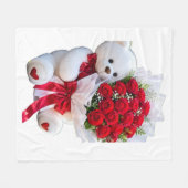 Knuffelbeer met rode rozen deken (Voorkant (Horizontaal))