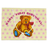Knuffelbeer Met Roze Sterren Groot Cadeauzakje (Achterkant)
