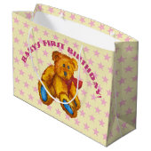Knuffelbeer Met Roze Sterren Groot Cadeauzakje (Achterkant Gekanteld)