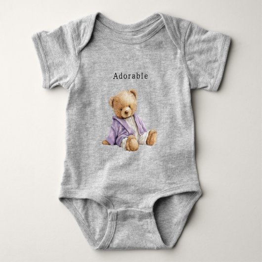 Knuffelbeer Paarse Jas Adorable Romper (Voorkant)