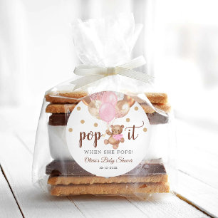 Knuffelbeer Pop It cadeau voor babyshower Ronde Sticker