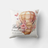 Knuffelbeer Roze Heet Luchtballon Baby Worp Kussen (Achterkant)