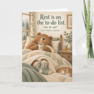 Knuffelbeer Rust op de To-Do Lijst Beterschap Kaart