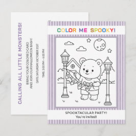 Knuffelbeer & Spoken Halloween Kleur Uitnodiging