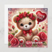 Knuffelbeer Valentijnskaart met rood hart Feestdagenkaart (Voorkant / Achterkant)