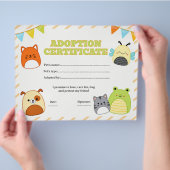 knuffelbeest adoptiecertificaat bewerkbaar flyer (Hand)