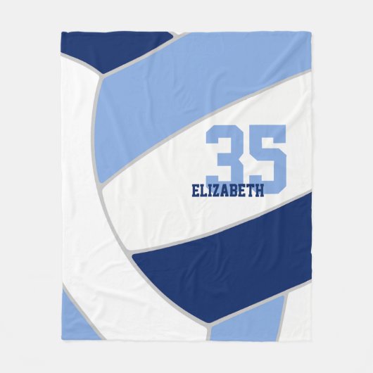 knuffelblauw wit meisjes volleybal kamer decor fleece deken (Voorkant)