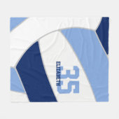 knuffelblauw wit meisjes volleybal kamer decor fleece deken (Voorkant (Horizontaal))