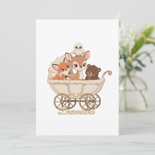 Knuffelbos Dieren | Baby Vos, Hert Kaart (Staand voorkant)