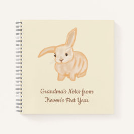 Knuffelbruine konijn - transparant op beige.  notitieboek