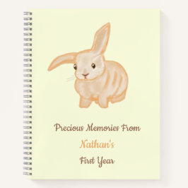 Knuffelbruine konijn - transparant op geel.   notitieboek