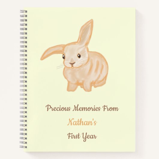 Knuffelbruine konijn - transparant op geel.   notitieboek (Voorkant)