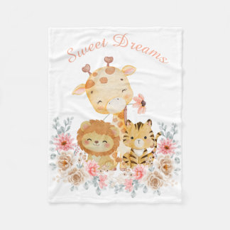 Knuffeldekbed met wilde dierenprint fleece deken
