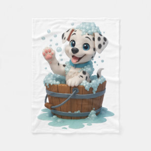 Knuffeldeken met schattige Dalmatiër Pup in badkui Fleece Deken