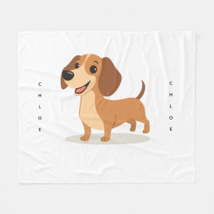 Knuffeldeken voor Cute Dachshund – Geïllustreerde  Fleece Deken