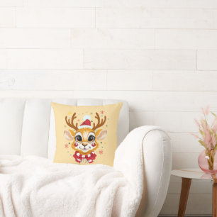 Knuffeldekendekpillow met baby rendier voor Kerst Kussen