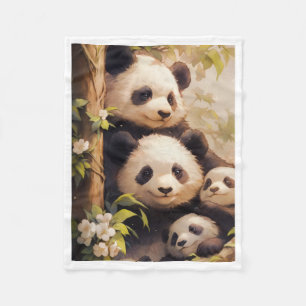 Knuffeldekens met Aardige Pandafamilie Bomen Fleece Deken