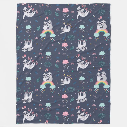 Knuffeldekens met malse luiaards fleece deken (Voorkant)