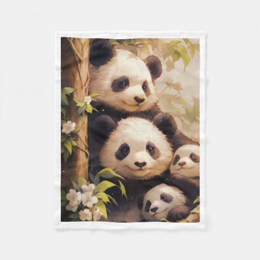 Knuffeldekens met stambomen van schattige panda-fa fleece deken (Voorkant)