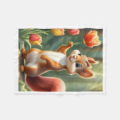 Knuffeldekent met eekhoorn die tulp vasthoudt fleece deken (Voorkant (Horizontaal))