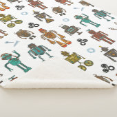 Knuffeldekent met leuk robotpatroon voor kinderen sherpa deken (3/4)