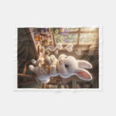 Knuffeldekent met Schattig Konijn dat Thee Schenkt Fleece Deken (Voorkant (Horizontaal))