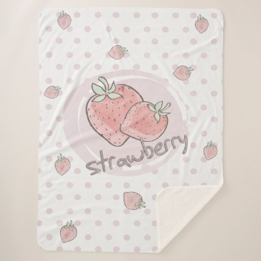 Knuffeldekentje met aardbei sherpa deken (Voorkant)