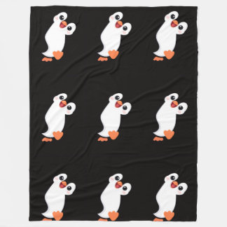 Knuffeldekentje met Cute Pinguïn Liefde Zwart Fleece Deken