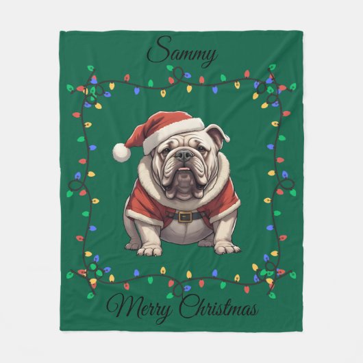 Knuffeldekentje met Kerstbulldog Fleece Deken (Voorkant)
