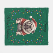Knuffeldekentje met Kerstbulldog Fleece Deken (Voorkant (Horizontaal))