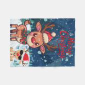 Knuffeldekentje met Kerstherten voor Kinderen Fleece Deken (Voorkant (Horizontaal))