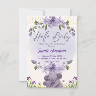 knuffeldier Baby shower kaart uitnodiging