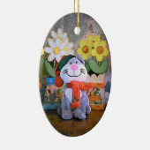 Knuffeldier Kitten en sjaal Keramisch Ornament (Rechts)