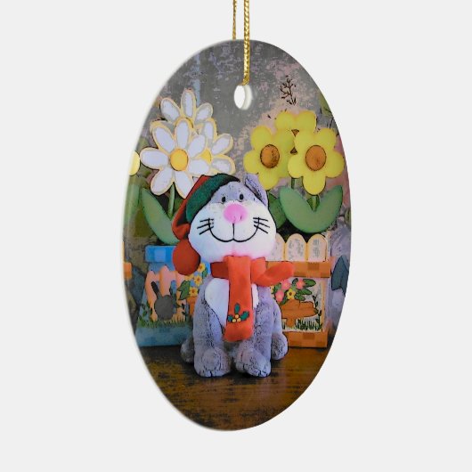 Knuffeldier Kitten en sjaal Keramisch Ornament (Rechts)