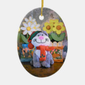 Knuffeldier Kitten en sjaal Keramisch Ornament (Voorkant)