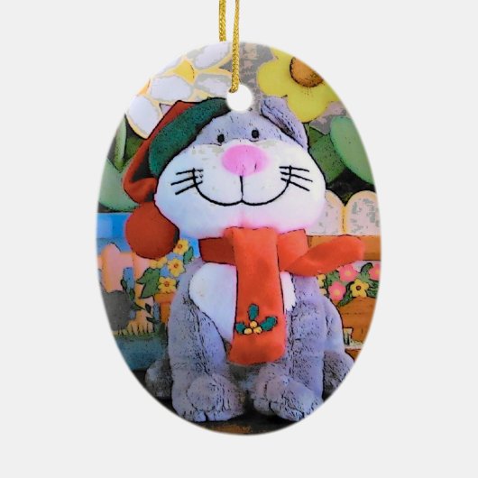 Knuffeldier Kitten en sjaal Keramisch Ornament (Achterkant)