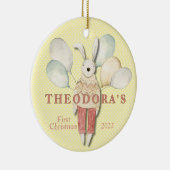 Knuffeldier konijn baby's eerste keramisch ornament (Rechts)