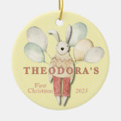 Knuffeldier konijn baby's eerste keramisch ornament (Voorkant)