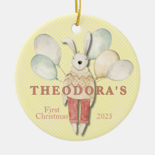 Knuffeldier konijn baby's eerste keramisch ornament