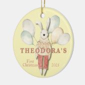 Knuffeldier konijn baby's eerste keramisch ornament (Links)