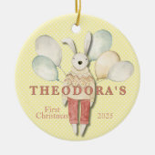 Knuffeldier konijn baby's eerste keramisch ornament (Voorkant)