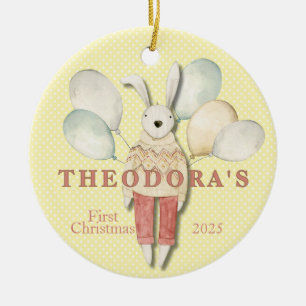 Knuffeldier konijn baby's eerste keramisch ornament