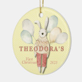 Knuffeldier konijn baby's eerste keramisch ornament (Links)