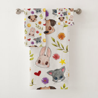 Knuffeldieren badhanddoek set bad handdoek
